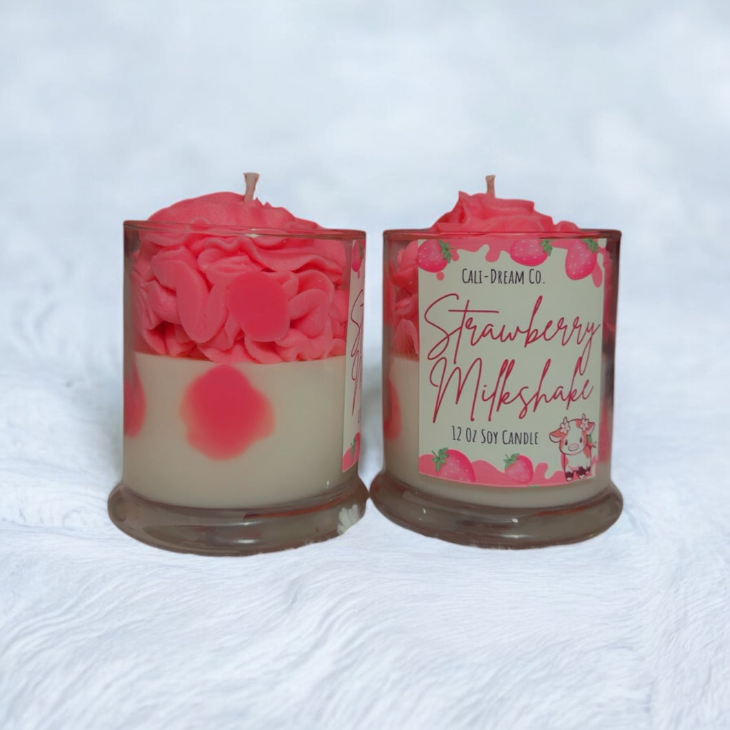 Strawberry Milkshake + Cow Candle